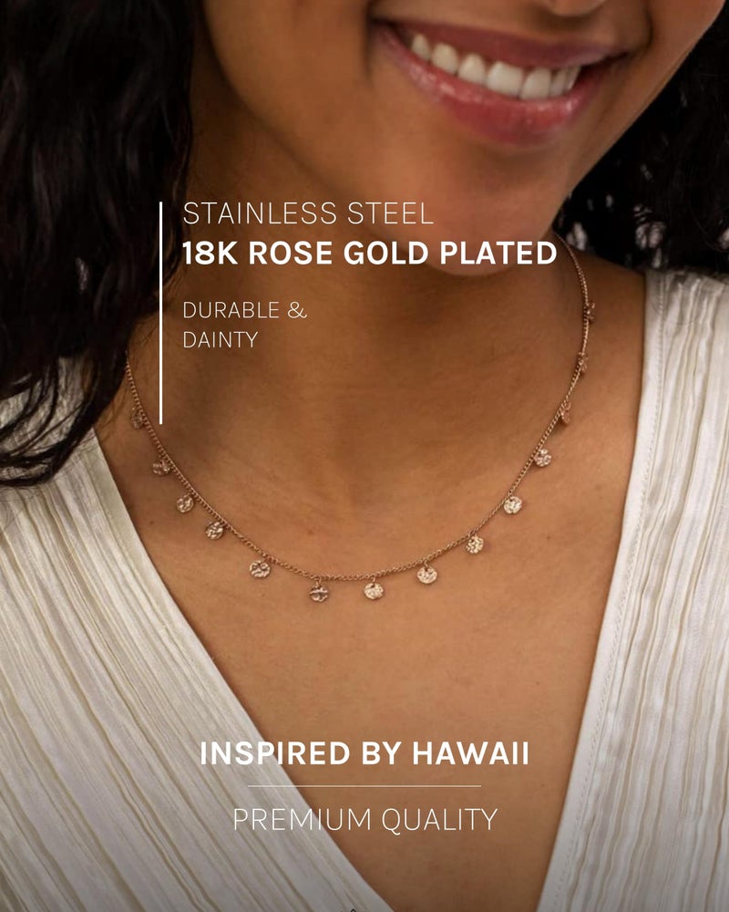 PureleiÂ® Malihini Necklace (rosegold) â€“ 18K Gold plated stainless steel jewelry â€“ Waterproof chain with coins â€“ 14 to 16 inch adjustable length â€“ Fashion jewelry for your individual look - Image 3